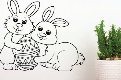 Intra απο ξύλο plywood 3mm-4mm πάχος -  κοπής με λέιζερ Easter Bunny Egg, τέχνη τοίχου Δίασταση 40x50 cm INTRAFABR-65113553