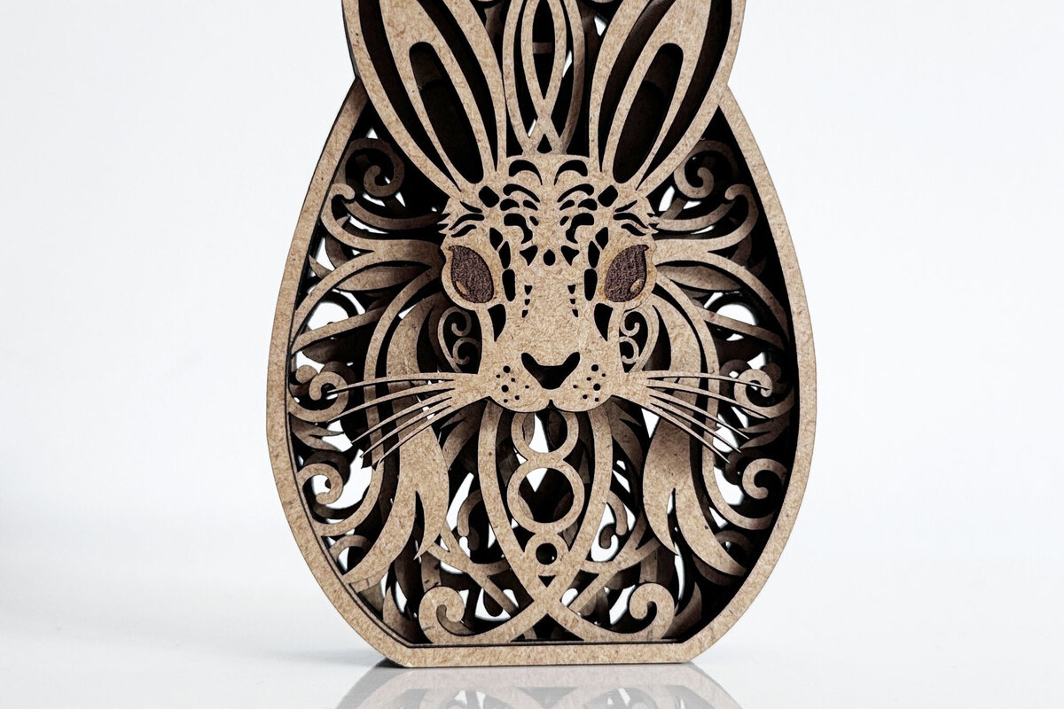 Intra απο ξύλο plywood 3mm-4mm πάχος - Πασχαλινό αυγό λαγουδάκι, πολυστρωματικό κομμένο  Δίασταση 5x4 cm INTRAFABR-88765672