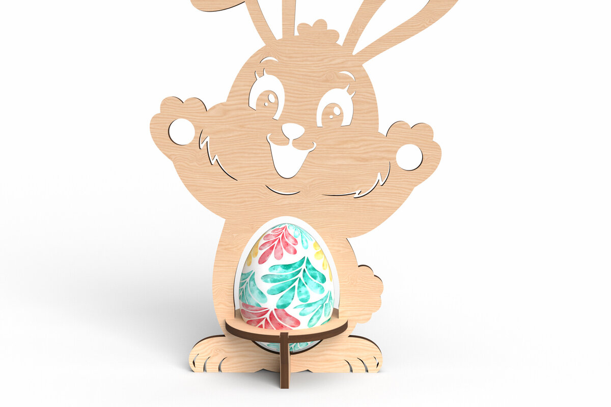 Intra απο ξύλο plywood 3mm-4mm πάχος - Πασχαλινό λαγουδάκι αυγό Stand  Cut Laser Δίασταση 30x20 cm INTRAFABR-116523080