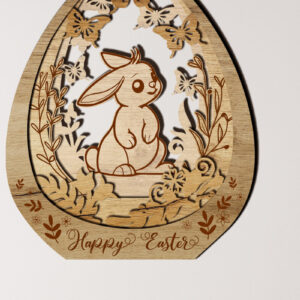 Intra απο ξύλο plywood 3mm-4mm πάχος - Διακόσμηση τοίχου με αυγό πασχαλινό λαγουδάκι Δίασταση 3x4 cm INTRAFABR-115598965