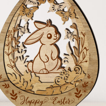 Intra απο ξύλο plywood 3mm-4mm πάχος - Διακόσμηση τοίχου με αυγό πασχαλινό λαγουδάκι Δίασταση 3x4 cm INTRAFABR-115598965 - Image 3
