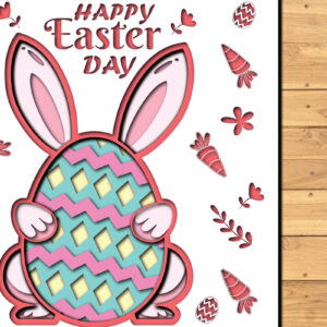 Intra απο ξύλο plywood 3mm-4mm πάχος -  3d Paper Cut  Easter Bunny Eggs Δίασταση 1200x1200 cm INTRAFABR-65321539