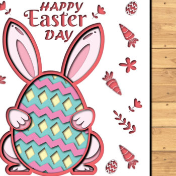 Intra απο ξύλο plywood 3mm-4mm πάχος - 3d Paper Cut Easter Bunny Eggs Δίασταση 1200x1200 cm INTRAFABR-65321539 - Image 1