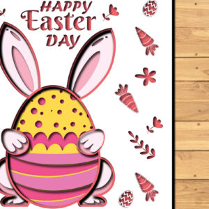 Intra απο ξύλο plywood 3mm-4mm πάχος -  3d Paper Cut  Easter Bunny Eggs Δίασταση 1200x1200 cm INTRAFABR-65395018