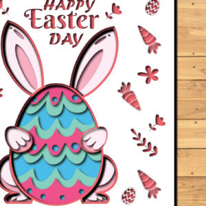 Intra απο ξύλο plywood 3mm-4mm πάχος -  3d Paper Cut  Easter Bunny Eggs Δίασταση 1200x1200 cm INTRAFABR-65395048