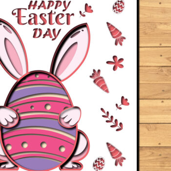 Intra απο ξύλο plywood 3mm-4mm πάχος - 3d Paper Cut Easter Bunny Eggs Δίασταση 1200x1200 cm INTRAFABR-65395081 - Image 1