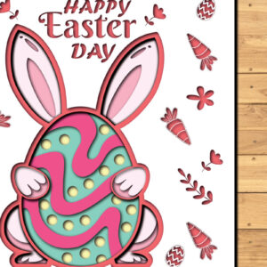 Intra απο ξύλο plywood 3mm-4mm πάχος -  3d Paper Cut  Easter Bunny Eggs Δίασταση 1200x1200 cm INTRAFABR-65321468