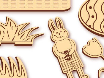 Intra απο ξύλο plywood 3mm-4mm πάχος -  με λέιζερ Family Bunny του Πάσχα Δίασταση 15x15 cm INTRAFABR-26020811 - Image 2