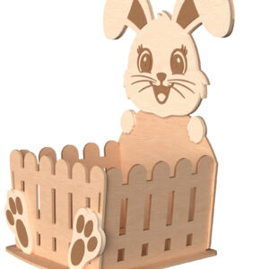 Intra απο ξύλο plywood 3mm-4mm πάχος - Πασχαλινό λαγουδάκι Fence Basket  Δίασταση 30x20 cm INTRAFABR-116142153