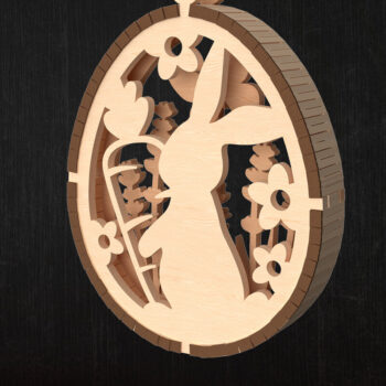 Intra απο ξύλο plywood 3mm-4mm πάχος - Πασχαλινό λαγουδάκι Floral Egg  Κόψιμο με λέιζερ Δίασταση 15x15 cm INTRAFABR-114077936 - Image 1