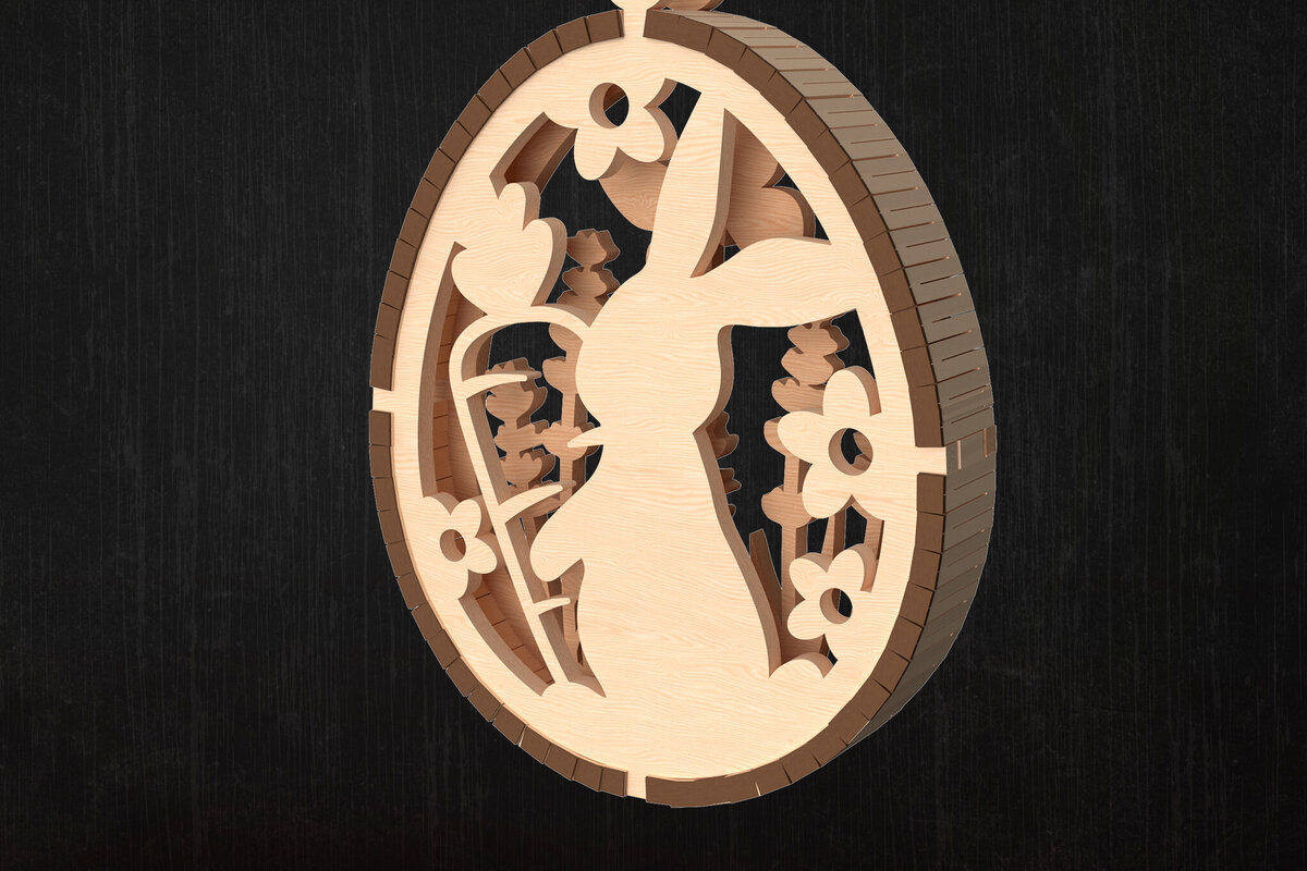 Intra απο ξύλο plywood 3mm-4mm πάχος - Πασχαλινό λαγουδάκι Floral Egg  Κόψιμο με λέιζερ Δίασταση 15x15 cm INTRAFABR-114077936