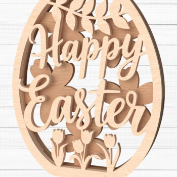 Intra απο ξύλο plywood 3mm-4mm πάχος - Πασχαλινό λαγουδάκι Floral Laser Cut Bundle Δίασταση 30x20 cm INTRAFABR-113692344 - Image 2