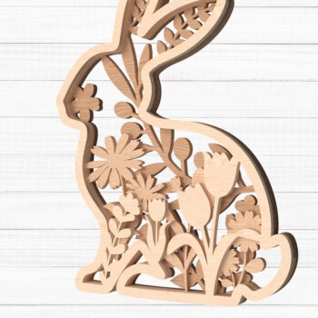 Intra απο ξύλο plywood 3mm-4mm πάχος - Πασχαλινό λαγουδάκι Floral Laser Cut Bundle Δίασταση 30x20 cm INTRAFABR-113692344 - Image 3