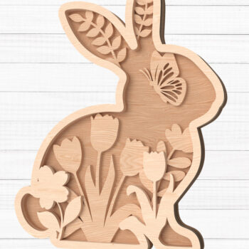 Intra απο ξύλο plywood 3mm-4mm πάχος - Πασχαλινό λαγουδάκι Floral Laser Cut Bundle Δίασταση 30x20 cm INTRAFABR-113692344 - Image 5