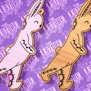 Intra απο ξύλο plywood 3mm-4mm πάχος - Σχέδιο κοπής με λέιζερ με ετικέτα δώρου Πάσχα λαγουδάκι Δίασταση 15x15 cm INTRAFABR-89113207