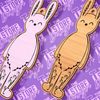 Intra απο ξύλο plywood 3mm-4mm πάχος - Σχέδιο κοπής με λέιζερ με ετικέτα δώρου Πάσχα λαγουδάκι Δίασταση 15x15 cm INTRAFABR-89113299 - Image 2