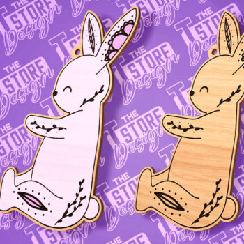 Intra απο ξύλο plywood 3mm-4mm πάχος - Σχέδιο κοπής με λέιζερ με ετικέτα δώρου Πάσχα λαγουδάκι Δίασταση 15x15 cm INTRAFABR-89113299 - Image 5