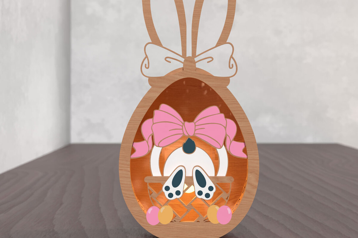 Intra απο ξύλο plywood 3mm-4mm πάχος -   Easter Bunny Glow Lantern Δίασταση 15x15 cm INTRAFABR-118559506