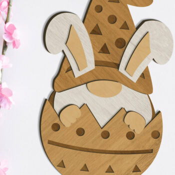 Intra απο ξύλο plywood 3mm-4mm πάχος -  περικοπής πολλών επιπέδων Easter Bunny Gnome Δίασταση 34x7 cm INTRAFABR-90921635 - Image 1