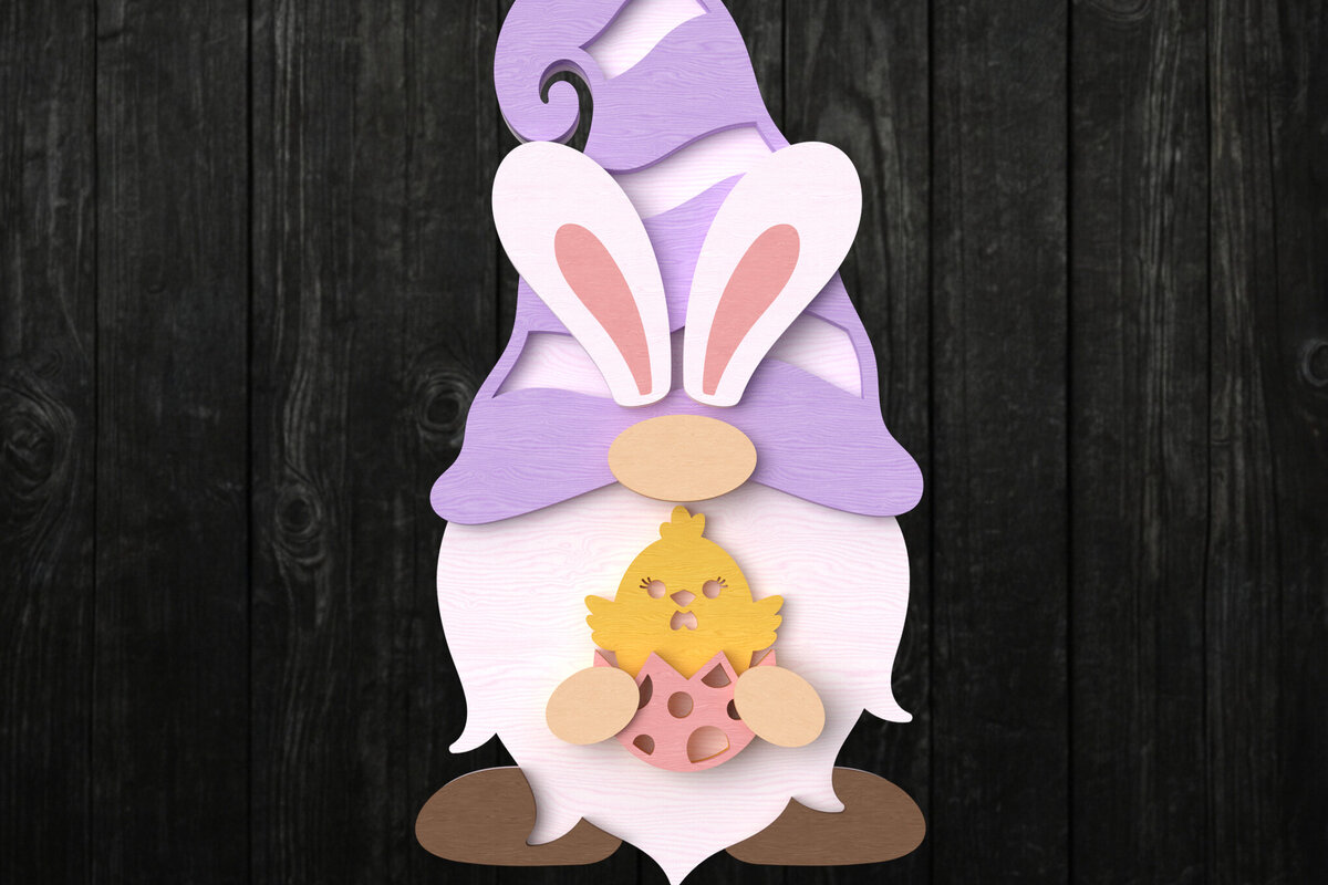 Intra απο ξύλο plywood 3mm-4mm πάχος - Πασχαλινό λαγουδάκι Gnome  Laser Cut Δίασταση 30x20 cm INTRAFABR-115771811