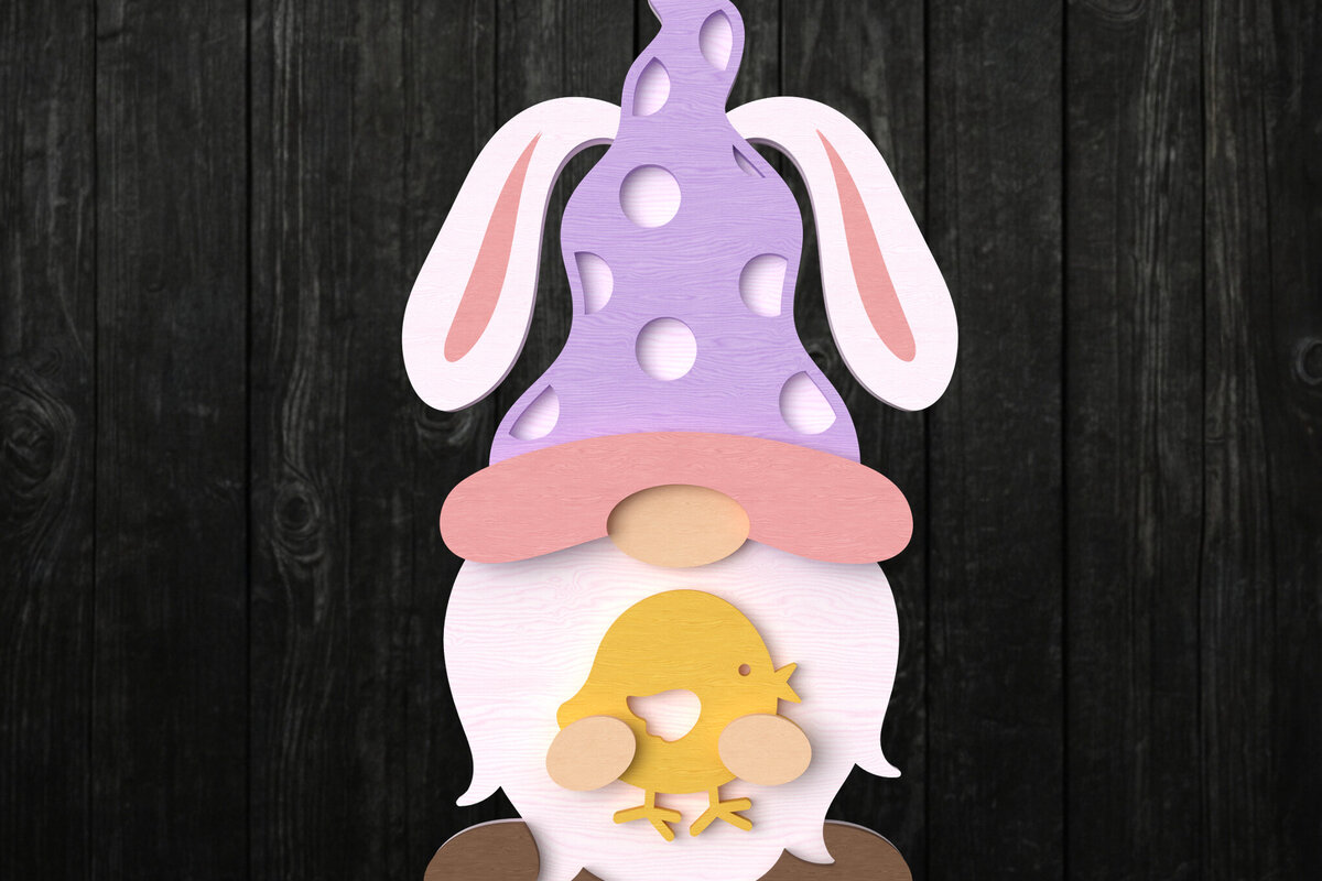 Intra απο ξύλο plywood 3mm-4mm πάχος - Πασχαλινό λαγουδάκι με το Chick  Δίασταση 30x20 cm INTRAFABR-115771783