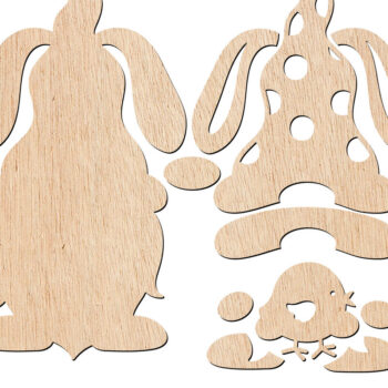 Intra απο ξύλο plywood 3mm-4mm πάχος - Πασχαλινό λαγουδάκι με το Chick  Δίασταση 30x20 cm INTRAFABR-115771783 - Image 2