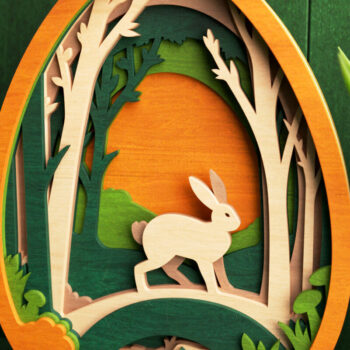 Intra απο ξύλο plywood 3mm-4mm πάχος - Πασχαλινό λαγουδάκι στο δάσος σε 3D επίπεδα Δίασταση 4x4 cm INTRAFABR-64260032 - Image 4