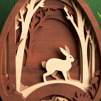 Intra απο ξύλο plywood 3mm-4mm πάχος - Πασχαλινό λαγουδάκι στο δάσος σε 3D επίπεδα Δίασταση 4x4 cm INTRAFABR-64260032 - Image 5