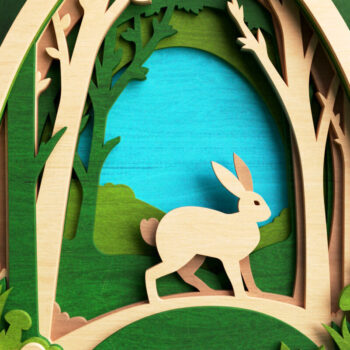 Intra απο ξύλο plywood 3mm-4mm πάχος - Πασχαλινό λαγουδάκι στο δάσος σε 3D επίπεδα Δίασταση 4x4 cm INTRAFABR-64260032 - Image 7