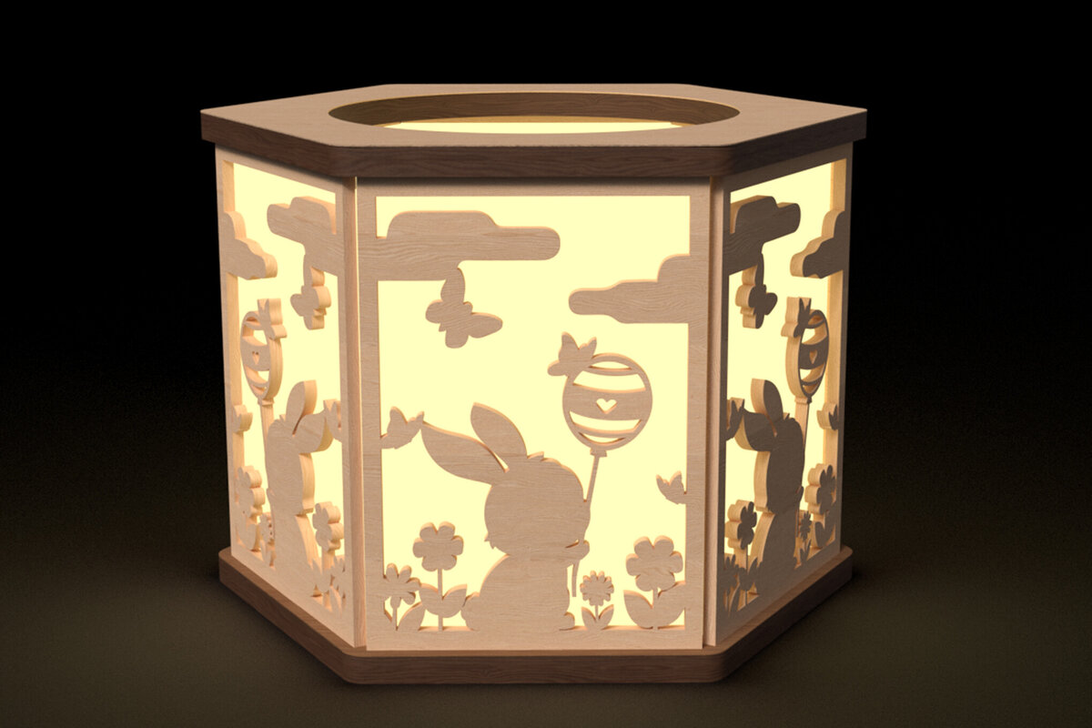 Intra απο ξύλο plywood 3mm-4mm πάχος - Πασχαλινό λαγουδάκι Φανάρι με λέιζερ Δίασταση 6x6 cm INTRAFABR-116459239