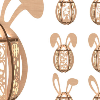 Intra απο ξύλο plywood 3mm-4mm πάχος - Πακέτο κοπής με λέιζερ με φανάρι Πάσχας Λαγουδάκι Δίασταση 30x20 cm INTRAFABR-113992143 - Image 1