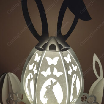 Intra απο ξύλο plywood 3mm-4mm πάχος - Πασχαλινά φαναράκια λαγουδάκι Δίασταση 15x15 cm INTRAFABR-115362440 - Image 3