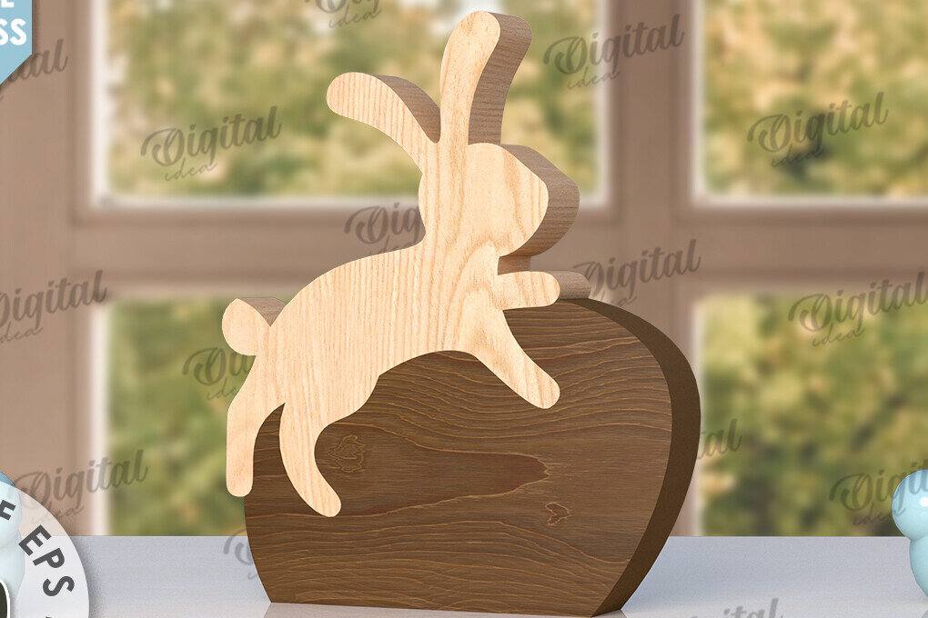 Intra απο ξύλο plywood 3mm-4mm πάχος - Πασχαλινό λαγουδάκι με λέιζερ. Bunny Puzzle  Δίασταση 15x15 cm INTRAFABR-116405000