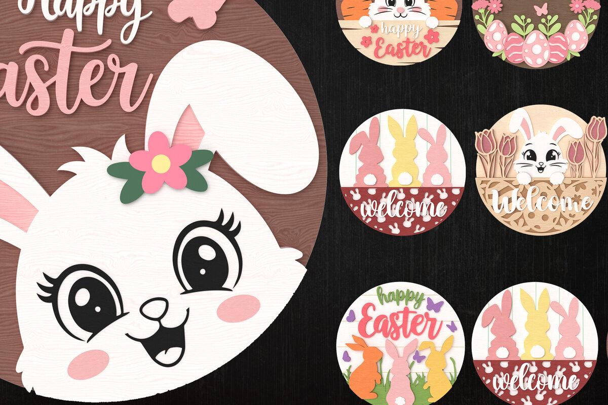 Intra απο ξύλο plywood 3mm-4mm πάχος - Πασχαλινό λαγουδάκι κομμένο με λέιζερ δέσμη πινακίδων Δίασταση 30x20 cm INTRAFABR-113851303