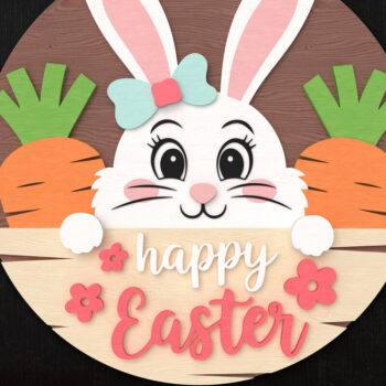 Intra απο ξύλο plywood 3mm-4mm πάχος - Πασχαλινό λαγουδάκι κομμένο με λέιζερ δέσμη πινακίδων Δίασταση 30x20 cm INTRAFABR-113851303 - Image 2