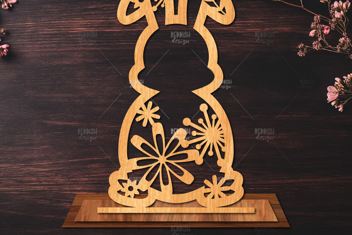 Intra απο ξύλο plywood 3mm-4mm πάχος - Πάσχα Λαγουδάκι κοπής με λέιζερ Βάση SV Δίασταση 15x15 cm INTRAFABR-116583764