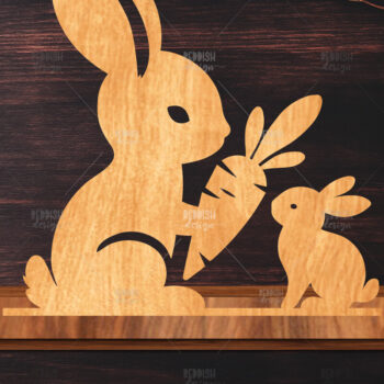 Intra απο ξύλο plywood 3mm-4mm πάχος - Στάση κοπής με λέιζερ Easter Bunny Δίασταση 15x15 cm INTRAFABR-116621378 - Image 1