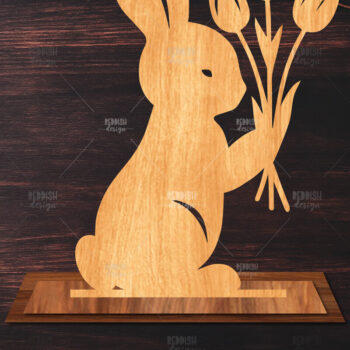 Intra απο ξύλο plywood 3mm-4mm πάχος - Στάση κοπής με λέιζερ Easter Bunny Δίασταση 15x15 cm INTRAFABR-116621431 - Image 1