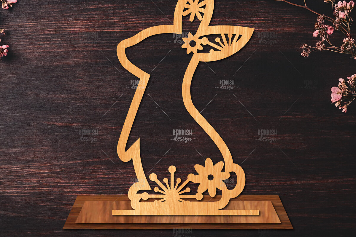 Intra απο ξύλο plywood 3mm-4mm πάχος - Στάση κοπής με λέιζερ Easter Bunny  Δίασταση 15x15 cm INTRAFABR-116584039