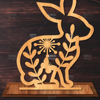 Intra απο ξύλο plywood 3mm-4mm πάχος - Στάση κοπής με λέιζερ Easter Bunny Δίασταση 15x15 cm INTRAFABR-116584042 - Image 1