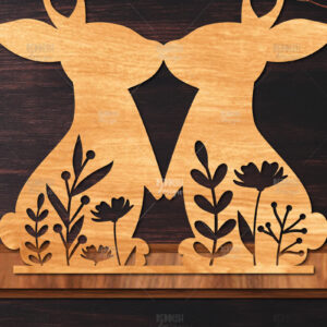 Intra απο ξύλο plywood 3mm-4mm πάχος - Στάση κοπής με λέιζερ Easter Bunny  Δίασταση 15x15 cm INTRAFABR-116621222