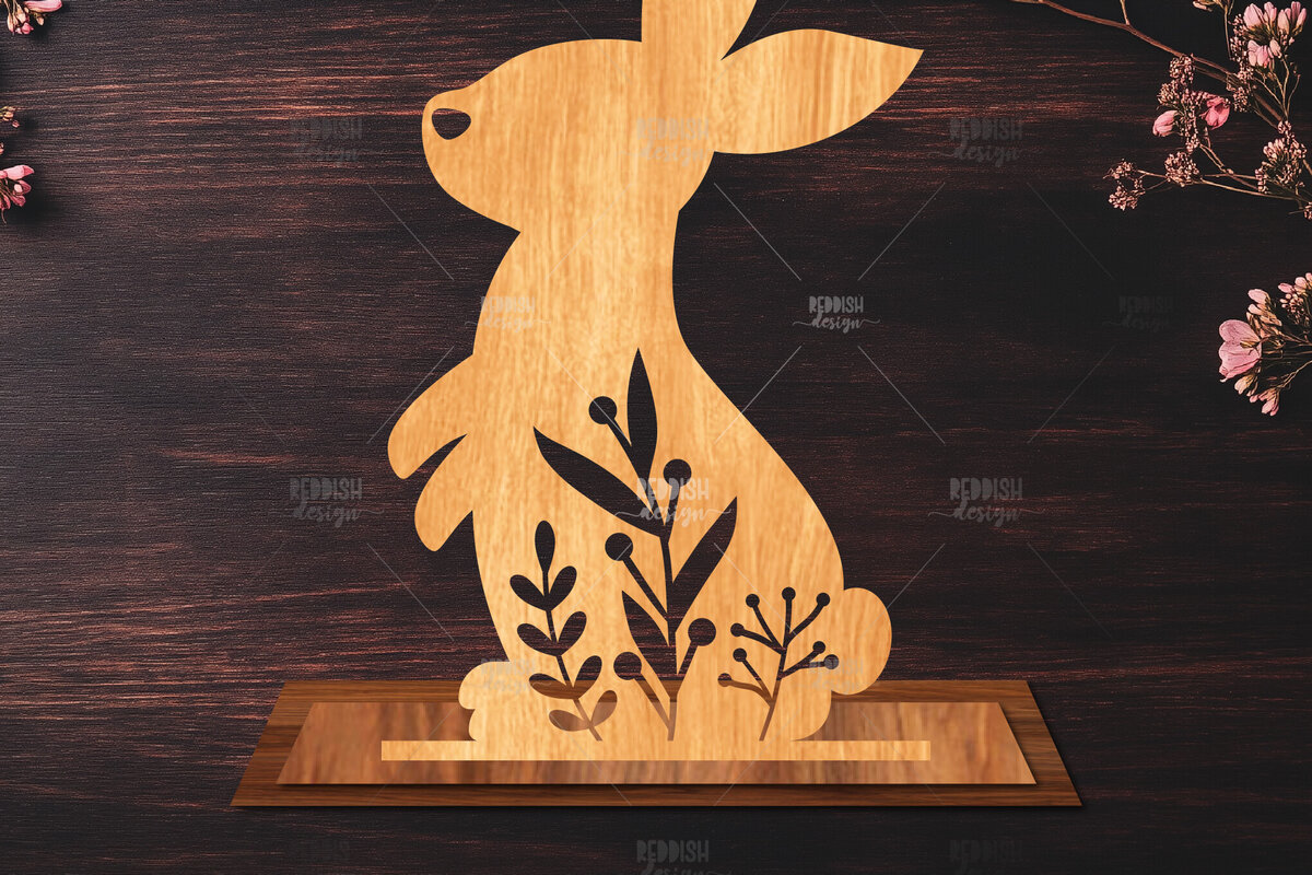 Intra απο ξύλο plywood 3mm-4mm πάχος - Στάση κοπής με λέιζερ Easter Bunny  Δίασταση 15x15 cm INTRAFABR-116621249