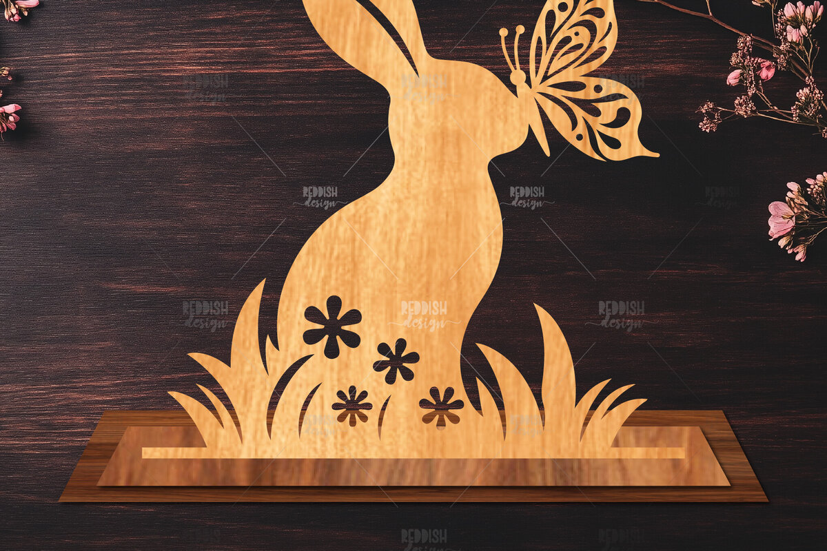 Intra απο ξύλο plywood 3mm-4mm πάχος - Στάση κοπής με λέιζερ Easter Bunny  Δίασταση 15x15 cm INTRAFABR-116621276