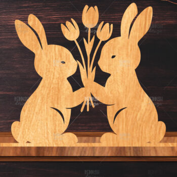 Intra απο ξύλο plywood 3mm-4mm πάχος - Στάση κοπής με λέιζερ Easter Bunny Δίασταση 15x15 cm INTRAFABR-116621356 - Image 1