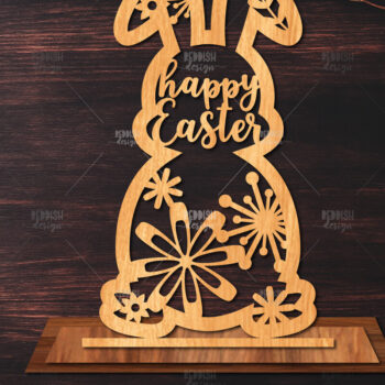 Intra απο ξύλο plywood 3mm-4mm πάχος - Στάση κοπής με λέιζερ Easter Bunny  Δίασταση 15x15 cm INTRAFABR-116583745 - Image 1