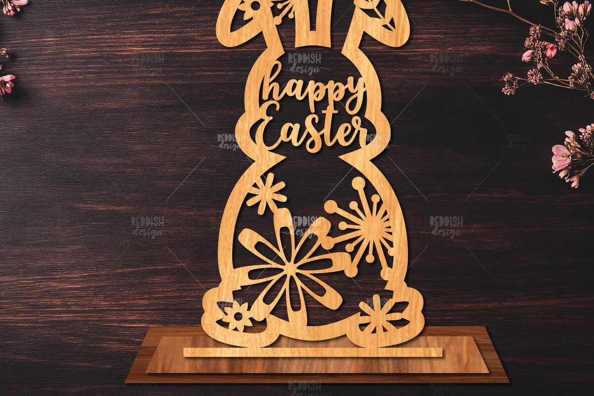 Intra απο ξύλο plywood 3mm-4mm πάχος - Στάση κοπής με λέιζερ Easter Bunny  Δίασταση 15x15 cm INTRAFABR-116583745