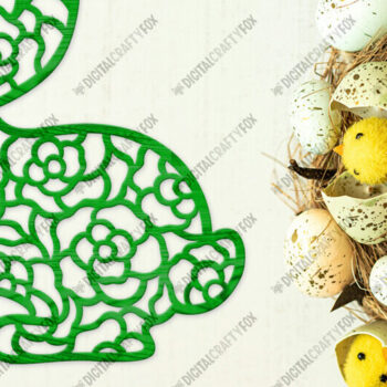 Intra απο ξύλο plywood 3mm-4mm πάχος - Easter Bunny, Floral Bunny Δίασταση 6x6 cm INTRAFABR-115642118 - Image 1