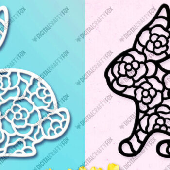 Intra απο ξύλο plywood 3mm-4mm πάχος - Easter Bunny, Floral Bunny Δίασταση 6x6 cm INTRAFABR-115642118 - Image 2