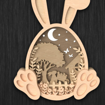 Intra απο ξύλο plywood 3mm-4mm πάχος - Πακέτο  με στρώματα Easter Bunny Δίασταση 15x15 cm INTRAFABR-115700963 - Image 2