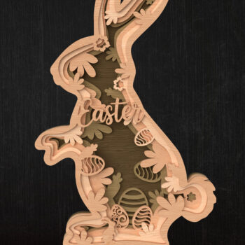 Intra απο ξύλο plywood 3mm-4mm πάχος - Πακέτο  με στρώματα Easter Bunny Δίασταση 6x6 cm INTRAFABR-114019641 - Image 2